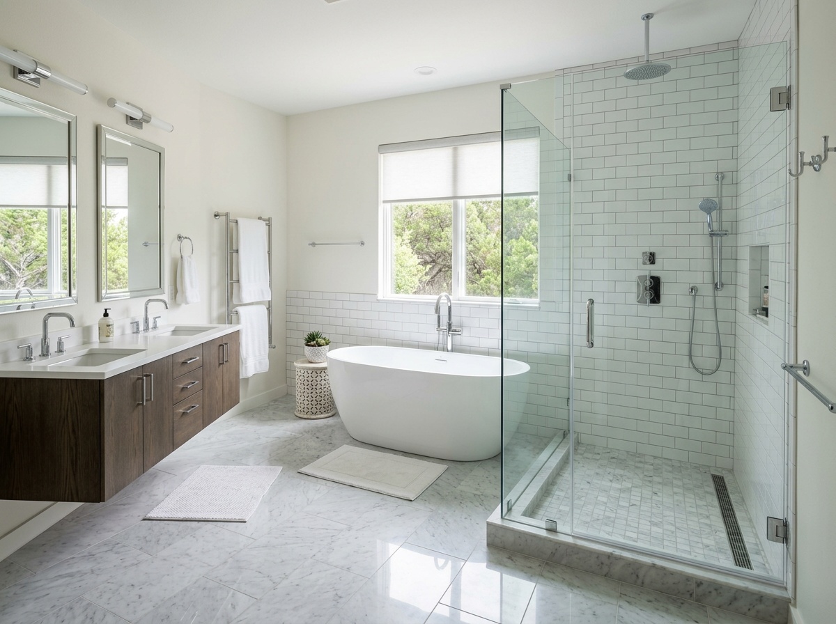 Complete bathroom plumbing renovation in South Austin